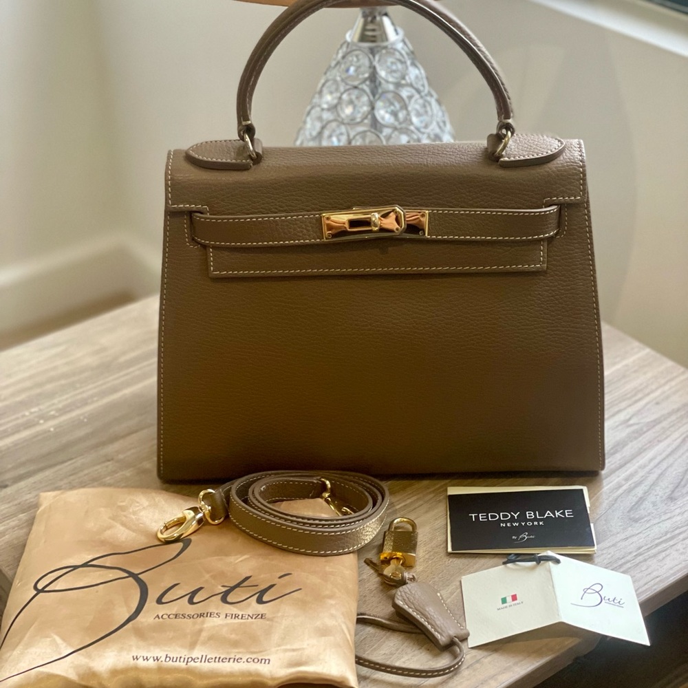 RARE! Teddy Blake / Buti Pelletier Eva Top Handle Handbag 28cm Taupe